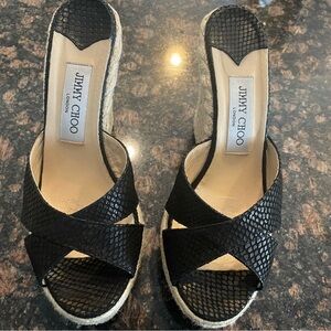 Jimmy Choo Phyllis Black Embossed Espadrilles